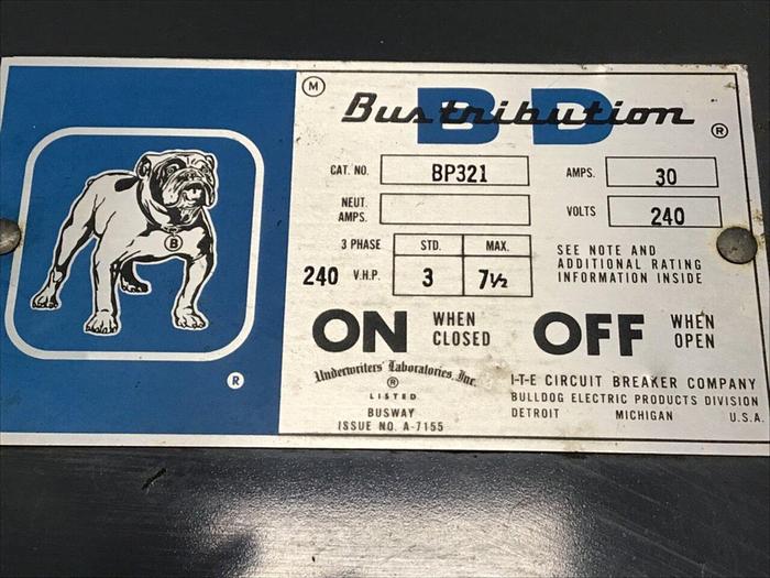 Used ITE 30 Amp Bus Plug Bulldog BP321 #120378