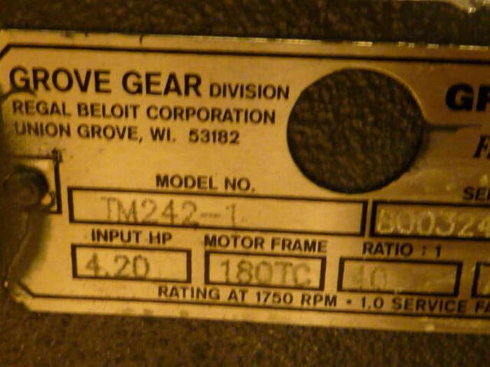 GROVE GEAR 4.2 HP Flexaline Motor TM242-1 Used