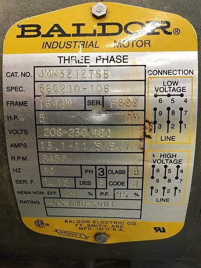 Used AEC Pump W/ 5 HP Motor 3081K416 #132393