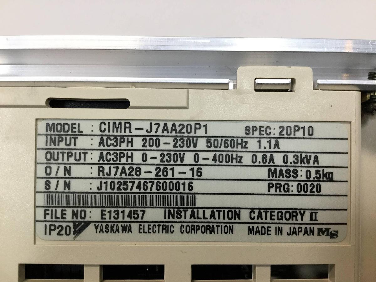 Used YASKAWA VS Mini J7 Inverter CIMR-J7AA20P1 USED