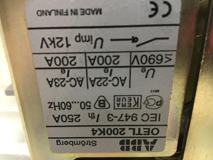 Used ABB Load Break Disconnct Switch OETL 200K4 #140823