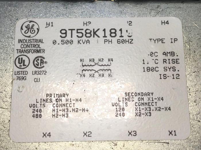 Used GENERAL ELECTRIC Transformer 9T58K1815 #101208
