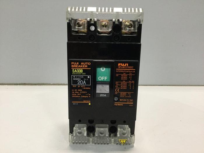 Used FUJI ELECTRIC 20 Amp Auto Circuit Breaker SA33B-20 #108876