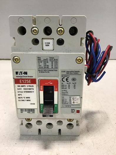 Used EATON CORP 100 Amp Circuit Breaker EGE3100FFG #135393