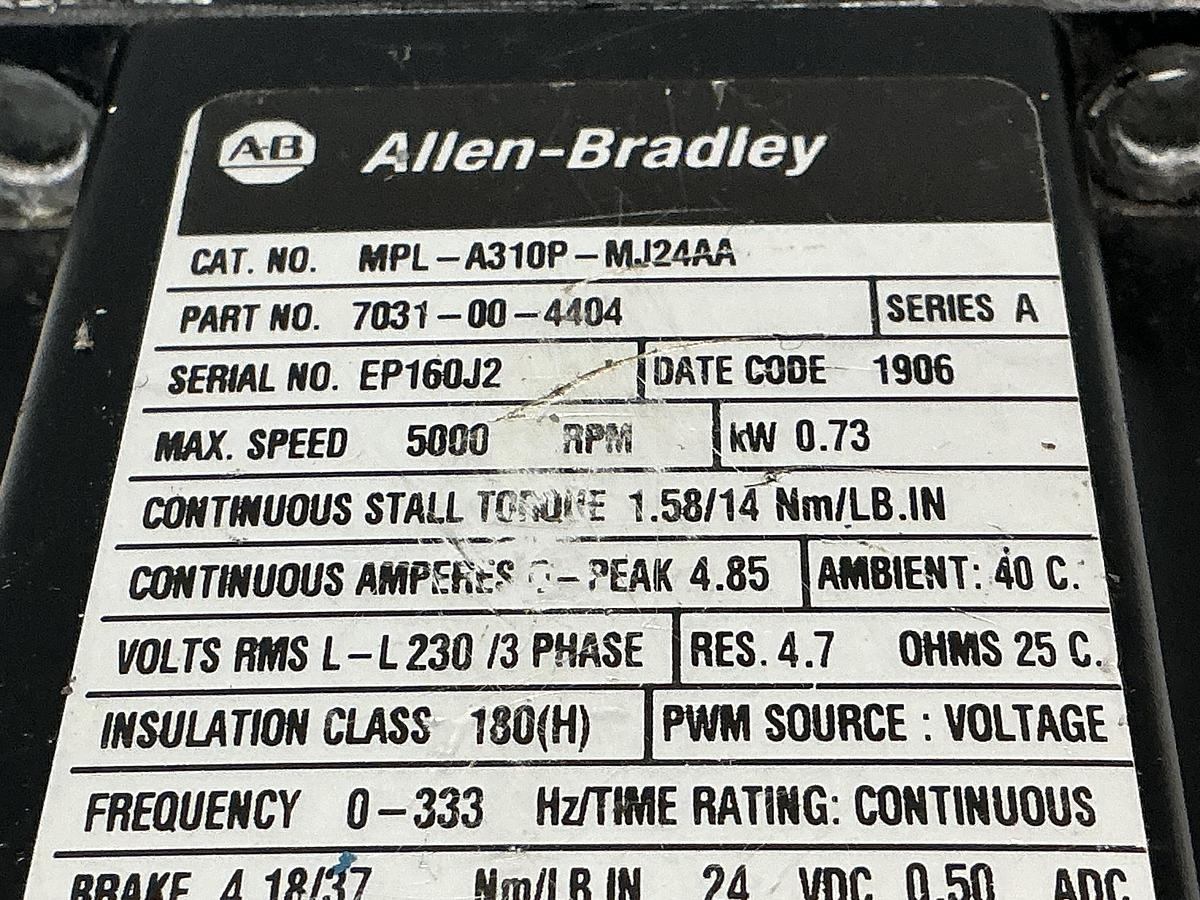Used ALLEN BRADLEY MPL-A310P-MJ24AA