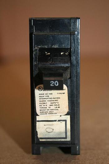 Used SIEMENS 20 Amp Circuit Breaker MP120 #19382