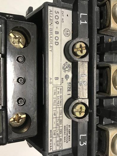 Used ALLEN BRADLEY Starter Size 1 509-BOD SER B W33 #51875