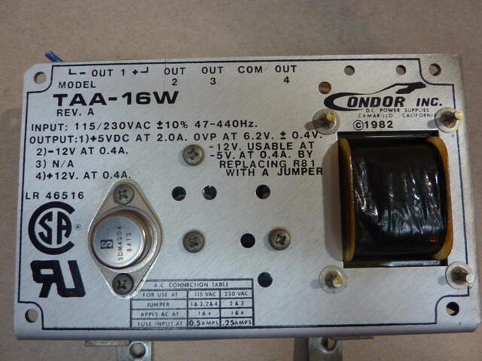 Used CONDOR Power Supply TAA-16W #37588