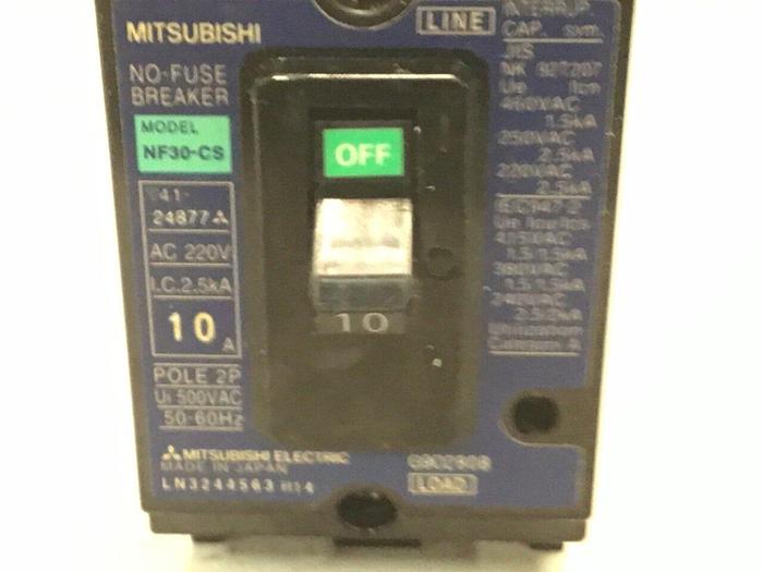 Used MITSUBISHI 10 Amp Circuit Breaker NF30-CS-10 #124876