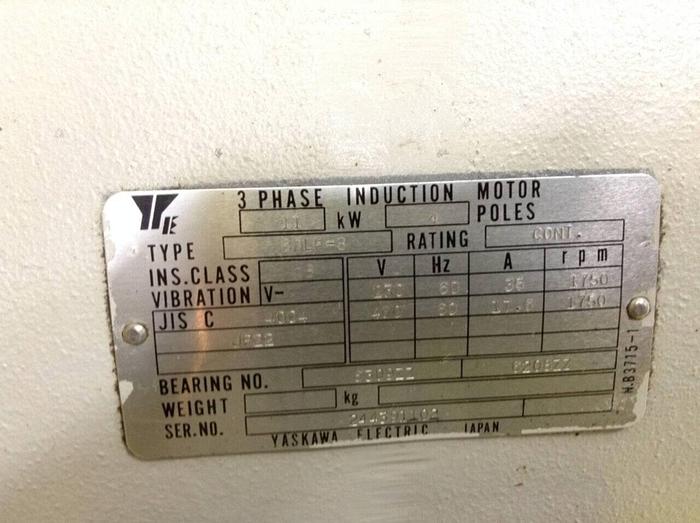Used YASKAWA 3 Phase Induction Motor BDLF-8 #71206