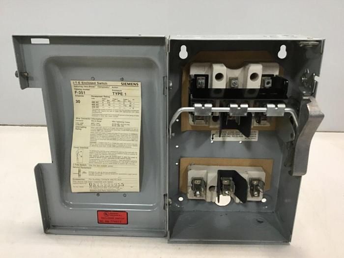 Used SIEMENS 30 Amp ITE Heavy Duty Vacu-Break F-351 #122249