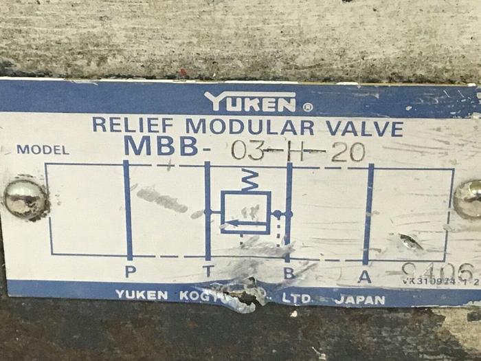 Used YUKEN Relief Module Valve MBB-03-H-20 #127163