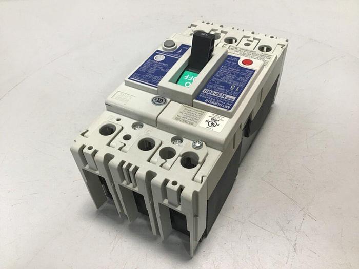 Used MITSUBISHI No-Fuse Breaker 15 Amp NV50-SWU #112977