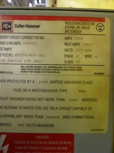 Used CUTLER HAMMER Bus Dust Junction Tap Box HUDT42430-A01 #54043