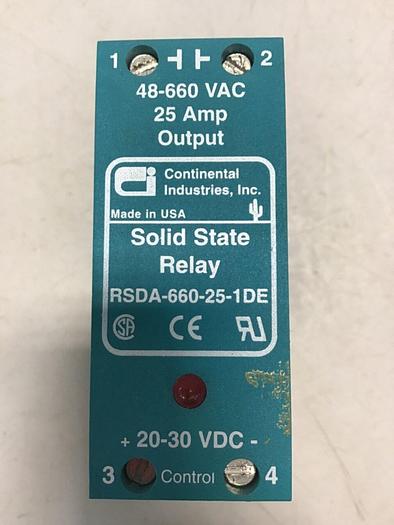 Used CONTINENTAL INDUSTRIES Solid State Relay RSDA-660-25-1DE #138581