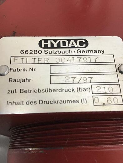 Used HYDAC Pneumatic Filter 00417917 #134961