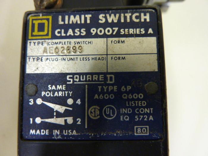 Used SQUARE D Limit Switch 9007AEQ2699 #52655