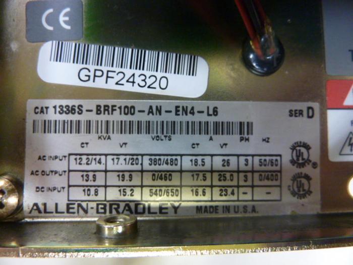 Used ALLEN BRADLEY AC Drive 1336S-BRF100-AN-EN4-L6 Used