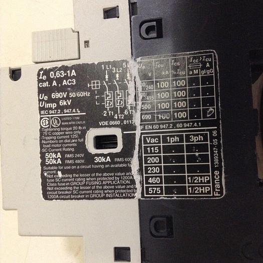 Used TELEMECANIQUE Manual Motor Starter GV2-P05 #75642