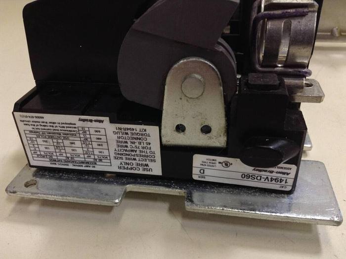 Used ALLEN BRADLEY 60 Amp Disconnect Switch 1494V-DS60 SER D #70371