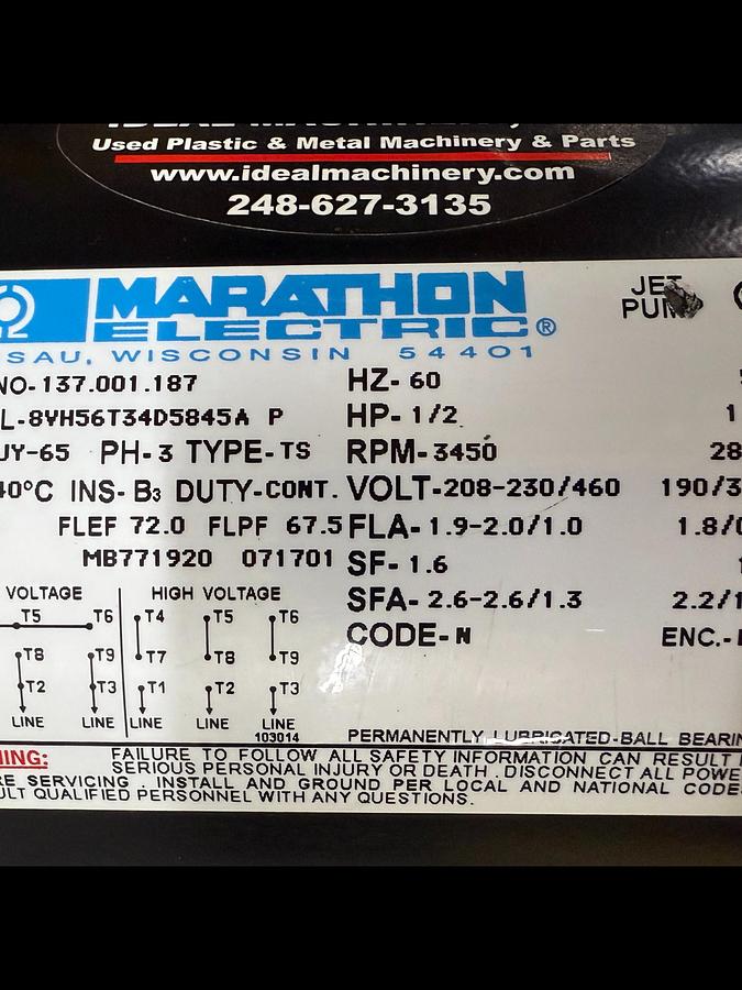 Used MARATHON MOTOR  8VH56T34D5845A P USED #132943