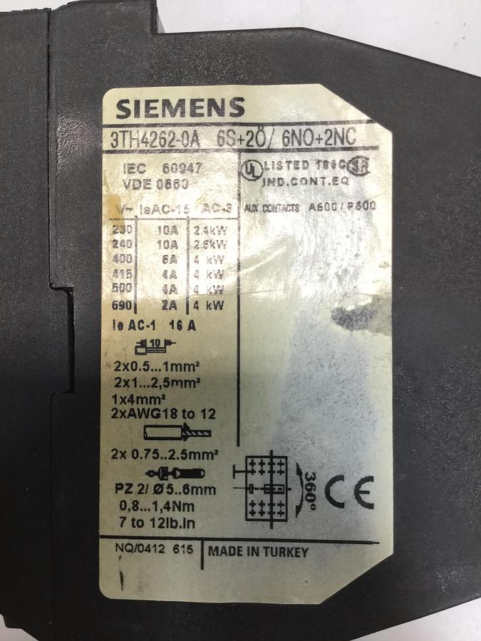Used SIEMENS Contactor Relay 3TH4262-0A USED