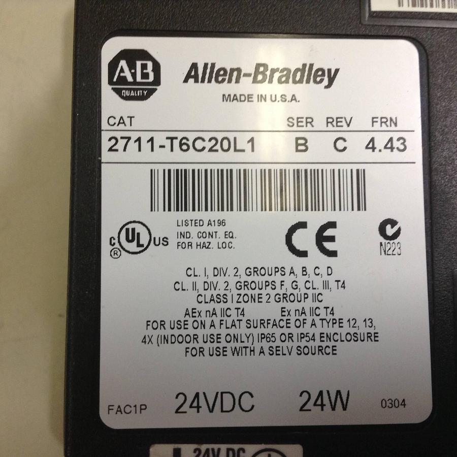 Used ALLEN BRADLEY Panel View 600 2711-T6C20L1 SER B #85538