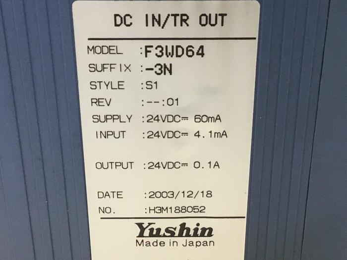 Used YUSHIN AMERICA I/O Module F3WD64-3N #127746
