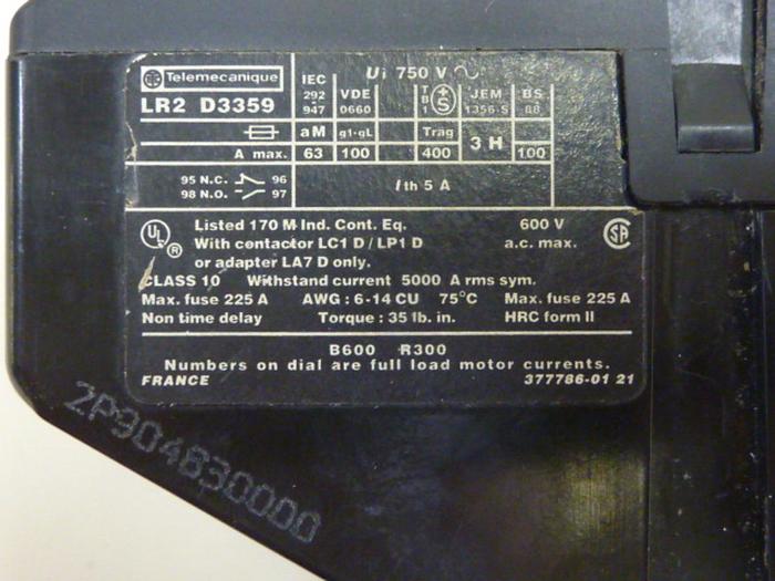 Used TELEMECANIQUE Overload Relay LR2D3359 #64765