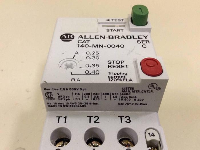 Used ALLEN BRADLEY Manual Motor Starter 140-MN-0040 SER C #79600