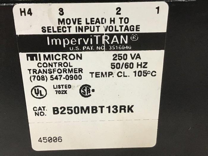 Used IMPERVITRAN Transformer B250MBT13RK #127474