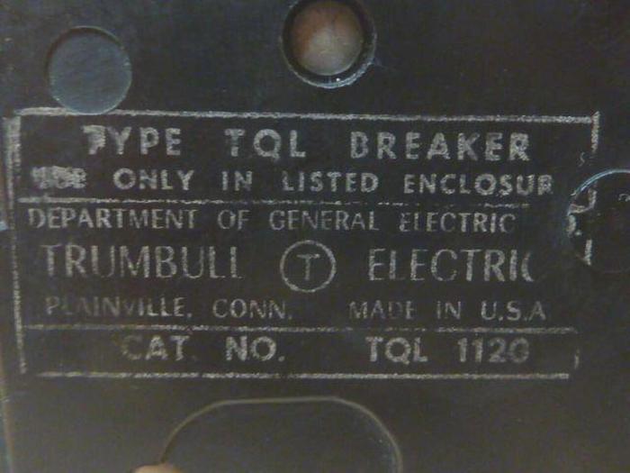 Used TRUMBELL ELECTRIC 20 Amp Circuit Breaker TQL1120 #31370