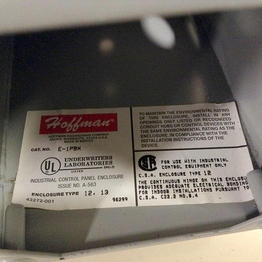 Used HOFFMAN Enclosure & Red Push Button E-1PBX BUTTON #69400