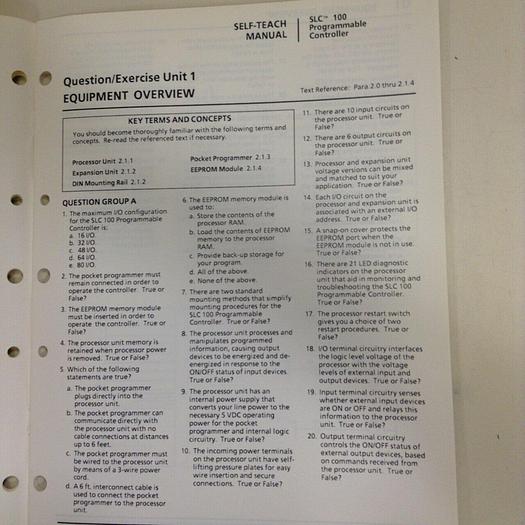 Used ALLEN BRADLEY Self-Teach Manual 1745-800A #70858