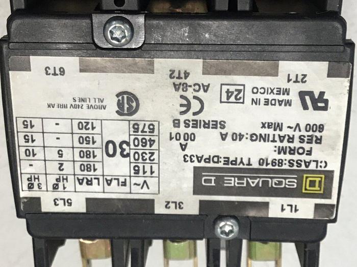 Used SQUARE D Definite Purpose Contactor 8910-DPA33 #119087