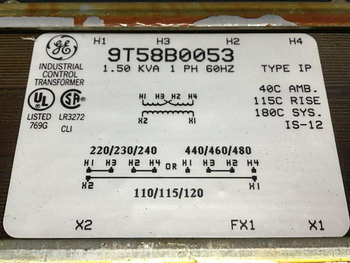 Used GENERAL ELECTRIC / GE 1.50 kVA Transformer 9T58B0053 Used #138242