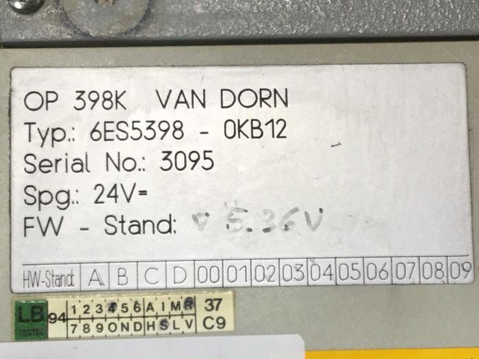 Used VAN DORN OP 398K Pathfinder Control 6ES5 398-OKB12 Used