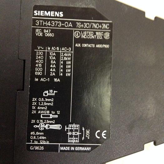 Used SIEMENS Contactor 3TH4373-0A #76082