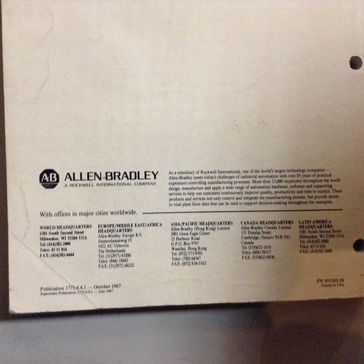 Used ALLEN BRADLEY Programming Reference Manual 1775-6.4.1 #70839