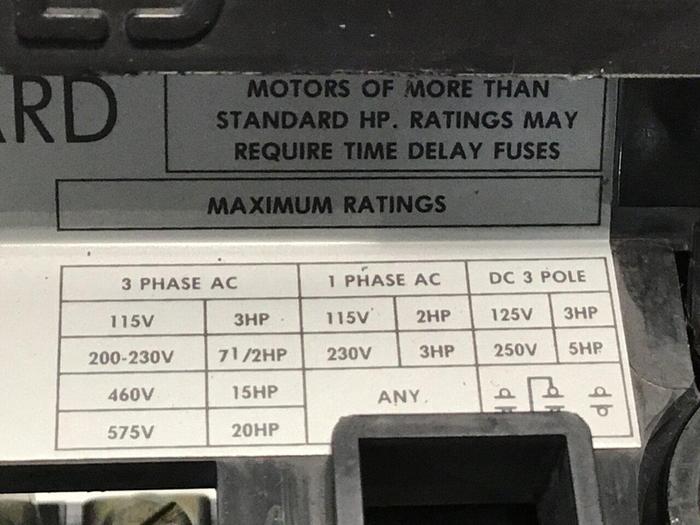 Used ALLEN BRADLEY 30 Amp Disconnect Switch 1494V-DS30 SER A #126254