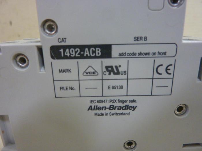 Used ALLEN BRADLEY 4 Amp Circuit Breaker 1492-CB1/G040 SER C #64511