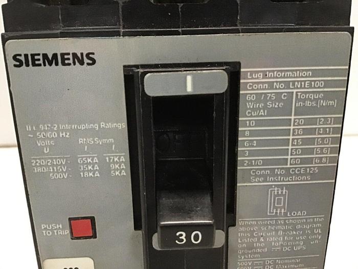 Used SIEMENS 30 Amp Circuit Breaker ED63B030 #138498