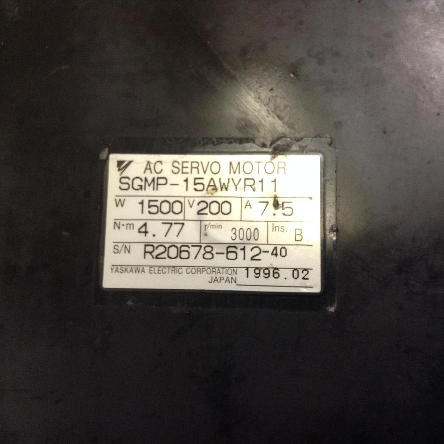Used YASKAWA AC Servo Motor SGMP-15AWYR11 USED