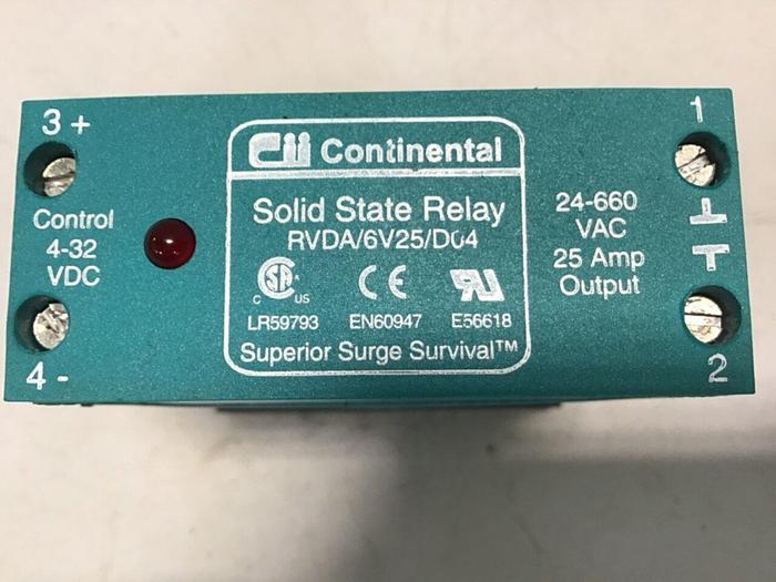 Used CONTINENTAL INDUSTRIES Solid State Relay RVDA/6V25/D04 Used