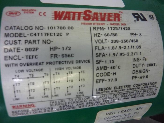 Used LEESON ELECTRIC CO Gearmotor w/ Gearbox C4T17FC12C P #64953