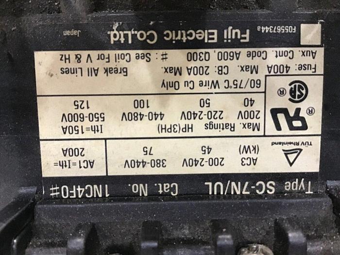 Used FUJI ELECTRIC Contactor SC-7N/UL 1NC4F0 #140687