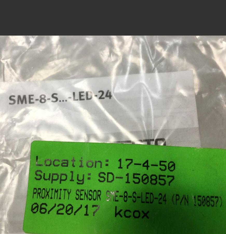 FESTO Proximity Sensor 150857 SME-8-S-LED-24 USED