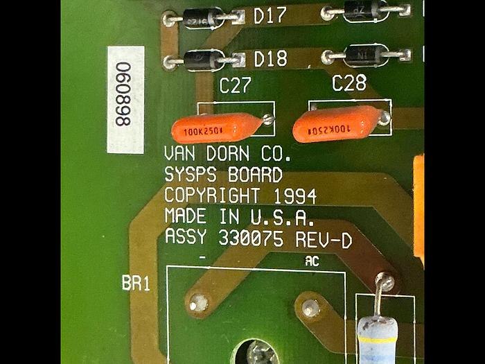 Used VAN DORN ASSY 330075 REV-D