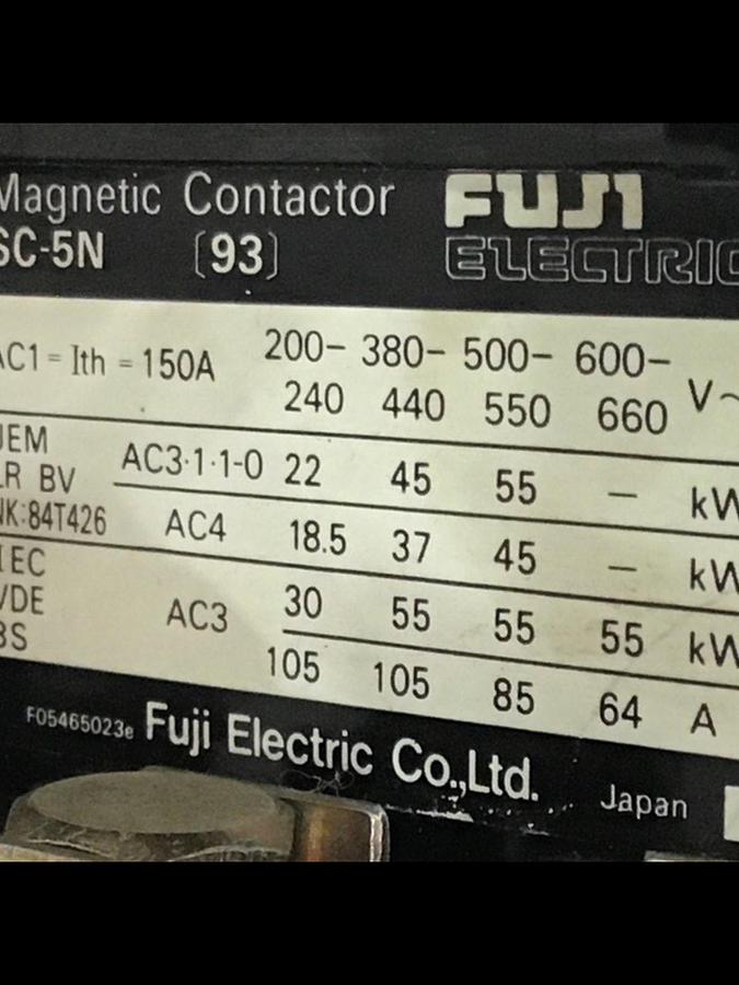 Used FUJI ELECTRIC Contactor SC-5N (93) USED