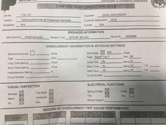 Used WESTINGHOUSE Terminal FROM BREAKER SPB-50 #92668